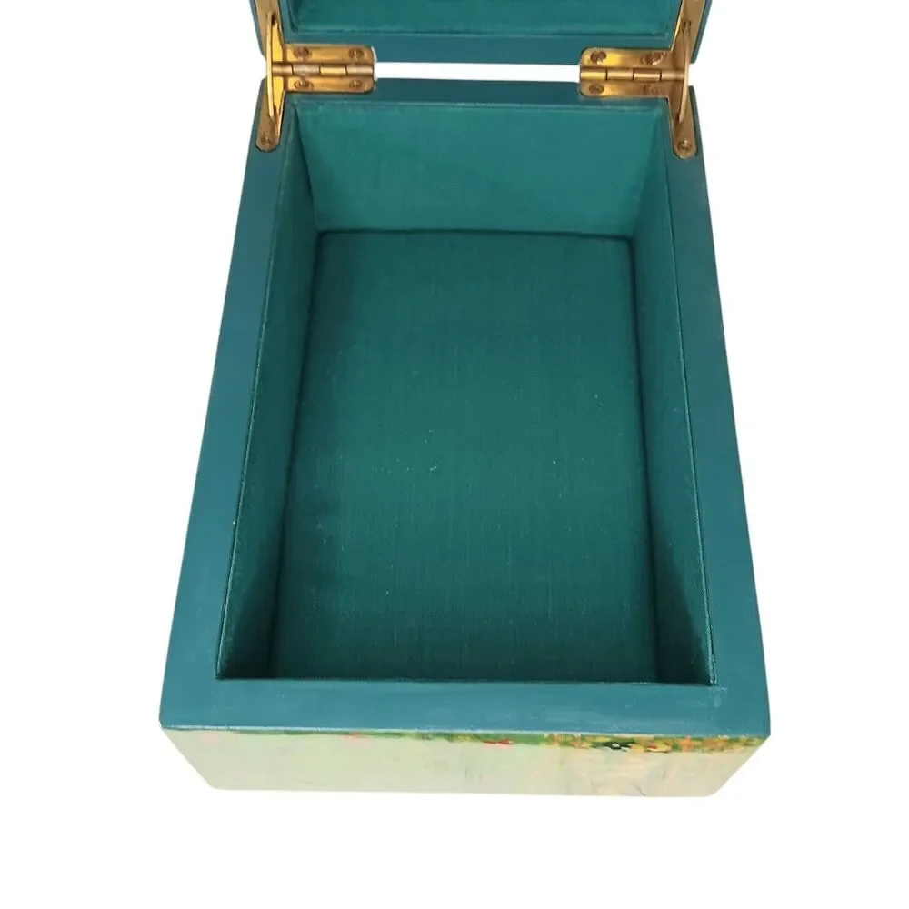 Vintage Lacquer Jewelry Box Gustav Klimt The Kiss Blue Interior 6